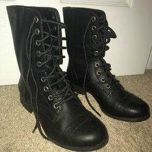 Black combat boots
